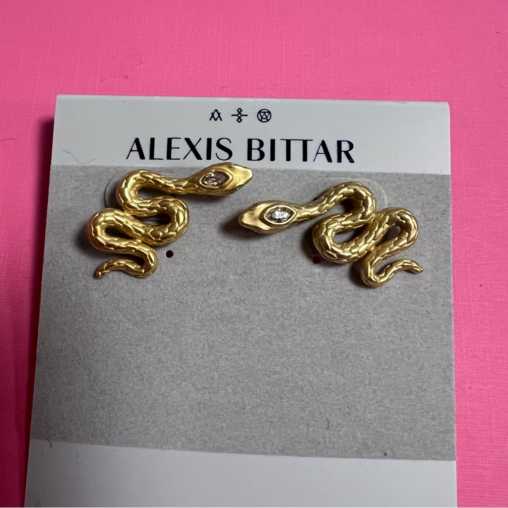 Alexis Bittar Gold Tone Snake Earrings Nwt